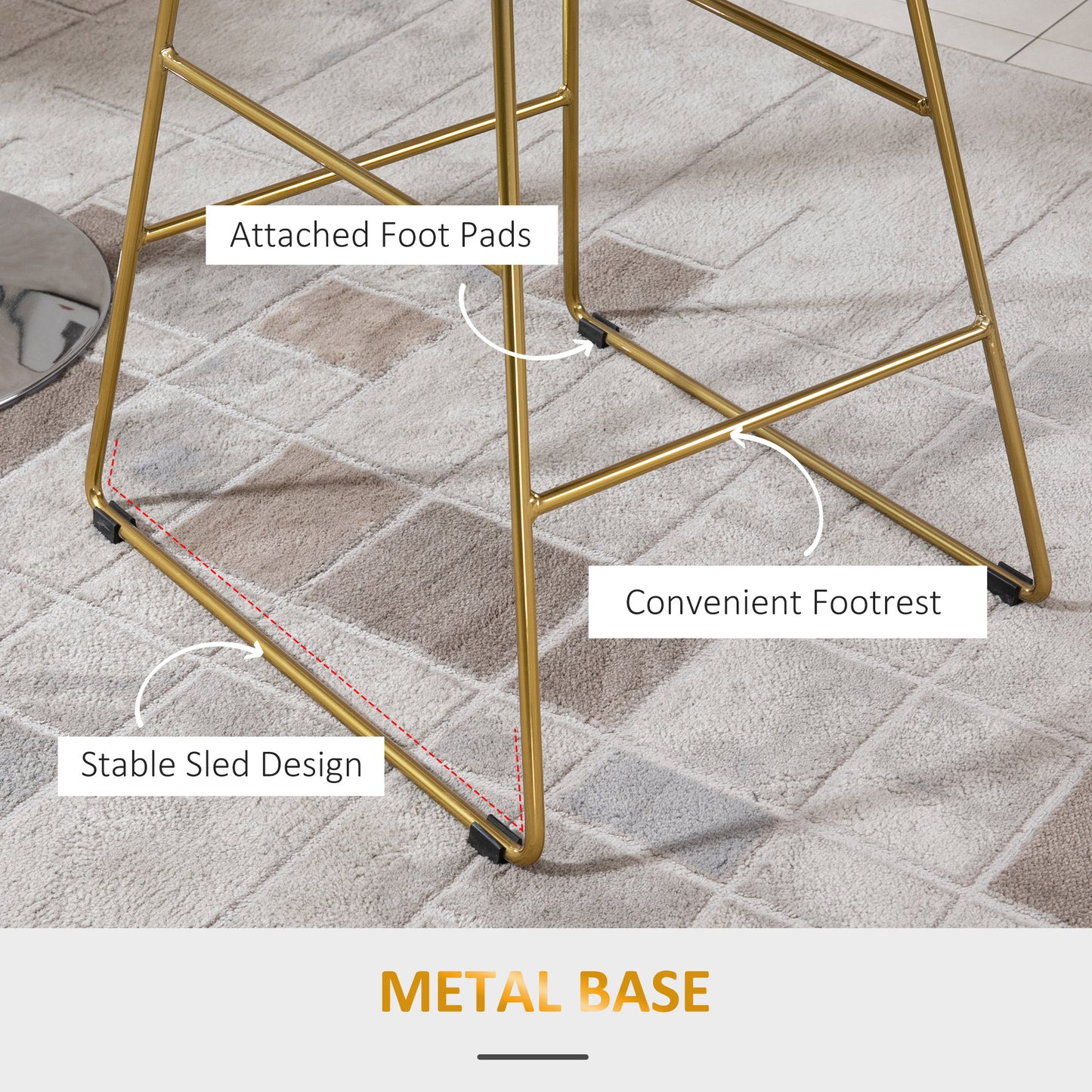 Sunira Metal Gold Counter H8 Bar Stools Set Of 2 With Wire Frame Design
