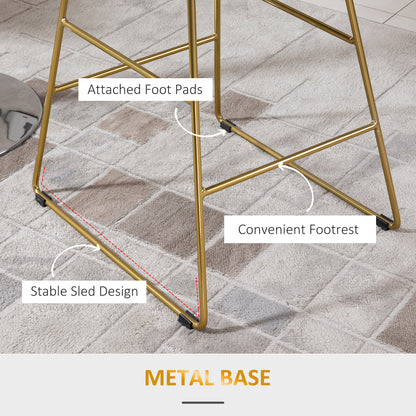 Sunira Metal Gold Counter H8 Bar Stools Set Of 2 With Wire Frame Design