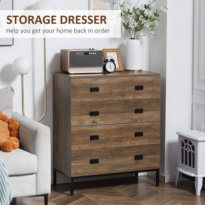 Paleba Romi Metal And Wood Brown 4 Drawer Storage Chest With Steel Frame