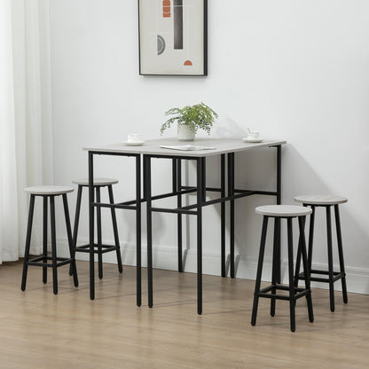 Lura Rika Metal Grey 6 Piece Bar Dining Set With 4 Stools