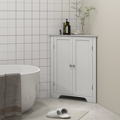 Zipaka Sasa Corner Bathroom Storage Cabinet With Recessed Door And Adjustable Shelving White