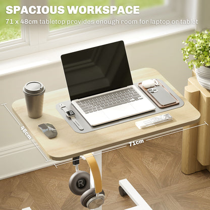 Noyoti White And Wood Effect Adjustable Laptop Stand Desk