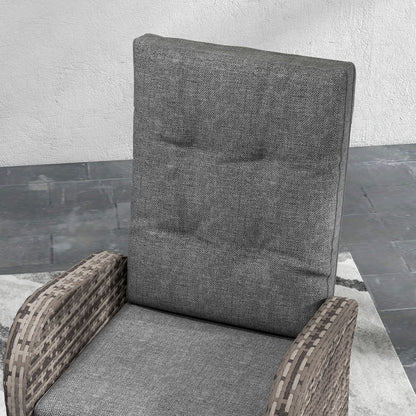 Elcoto Grey And Brown Rattan 2 Seater Outdoor Chaise Lounge Chair Set With Fabric Cushions