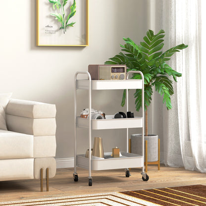 Suka Metal White 3 Tier Steel Storage Trolley