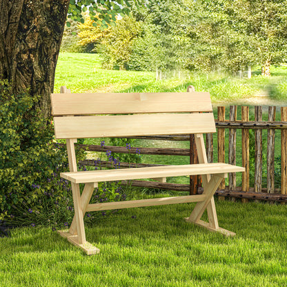 Soyo Fir Wood Natural 2 Seater Garden Bench With Slatted Seat And Angled Back