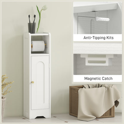 Luluno Compact Bathroom Storage Cabinet With Toilet Roll Holder White