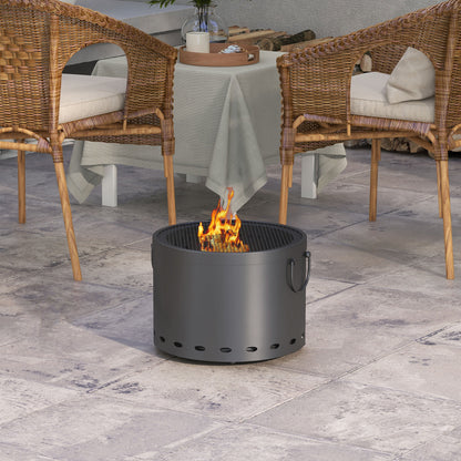 Lasatta Small Steel Dark Grey Smokeless Portable Fire Pit with Spark Screen And Poker