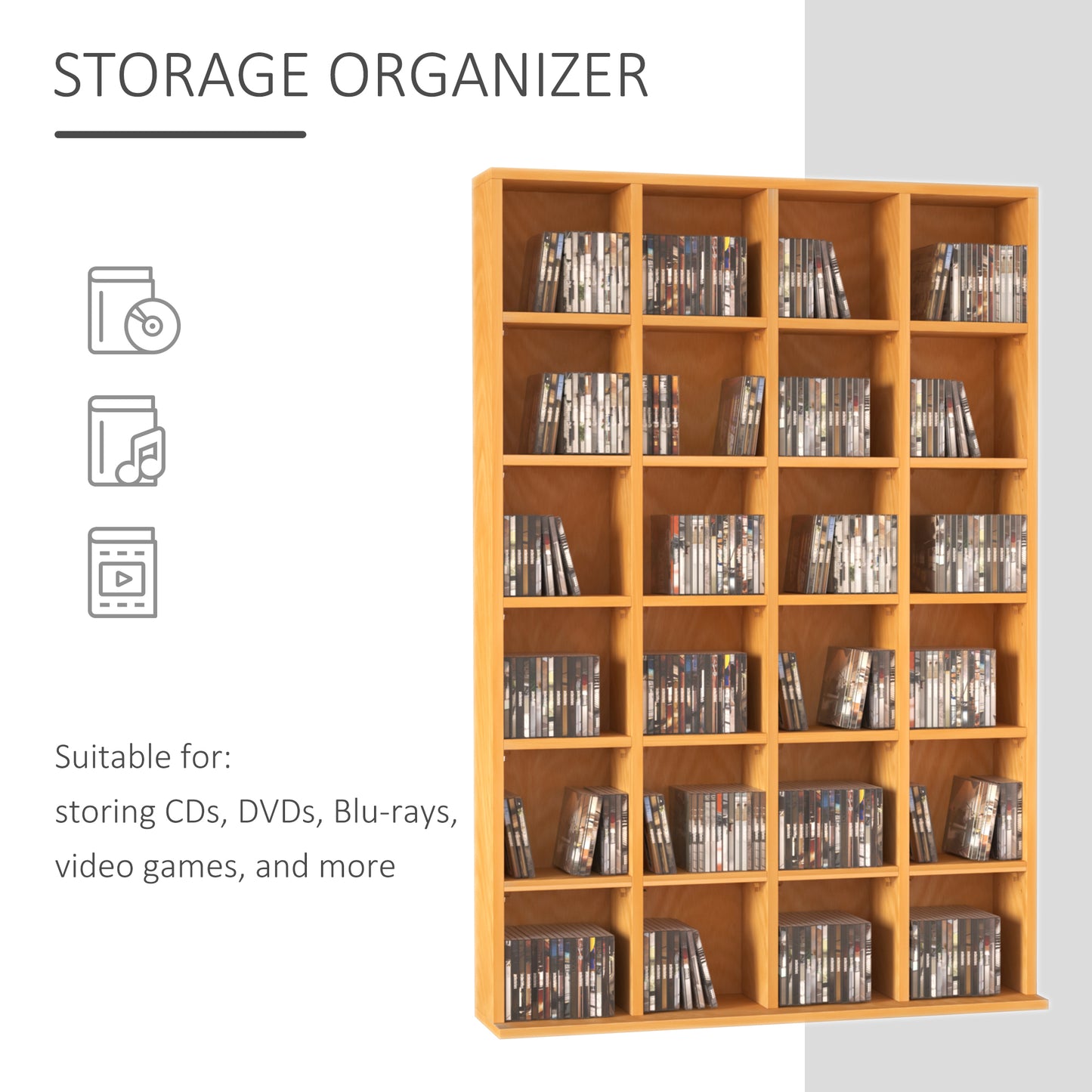 Dimo Tasu Wood Beech Adjustable CD Storage Unit