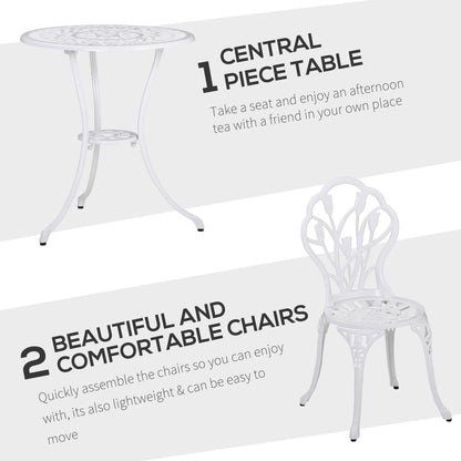 Vitano 3 Piece Aluminium Bistro Set With Balcony Table And Chairs In White