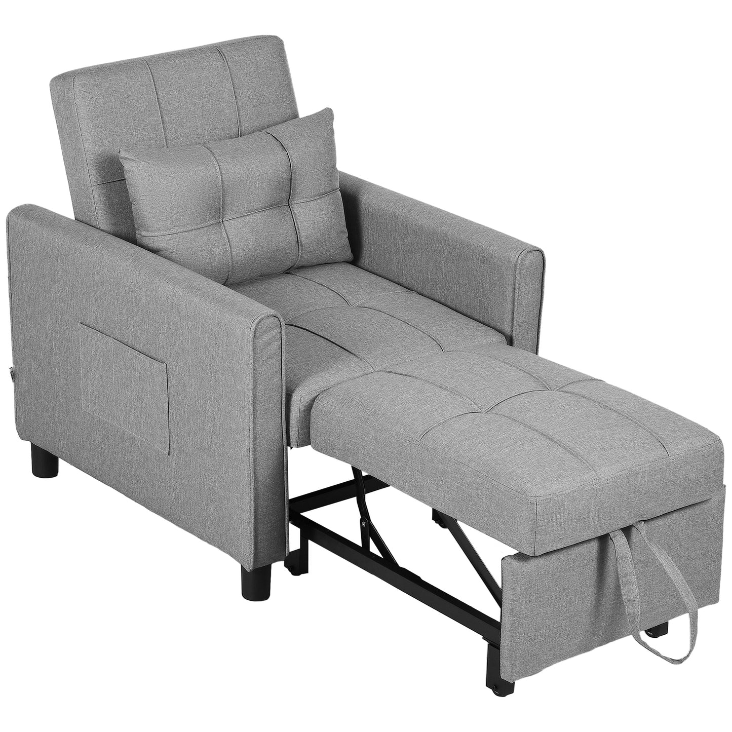 Vayopa Linen Look Light Grey Single Sleeper Chair