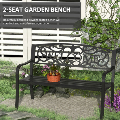 Rolare 126cm Steel Black Outdoor Garden Bench