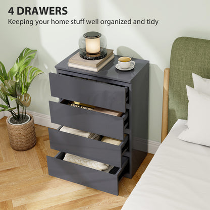 Recota High Gloss Grey 4 Drawer Modern Storage Chest