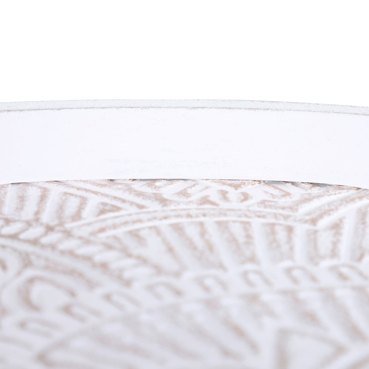 Coma Paba Wood White Set Of 2 Round Bedside Tables With Carved Tray Tops And Solid Legs