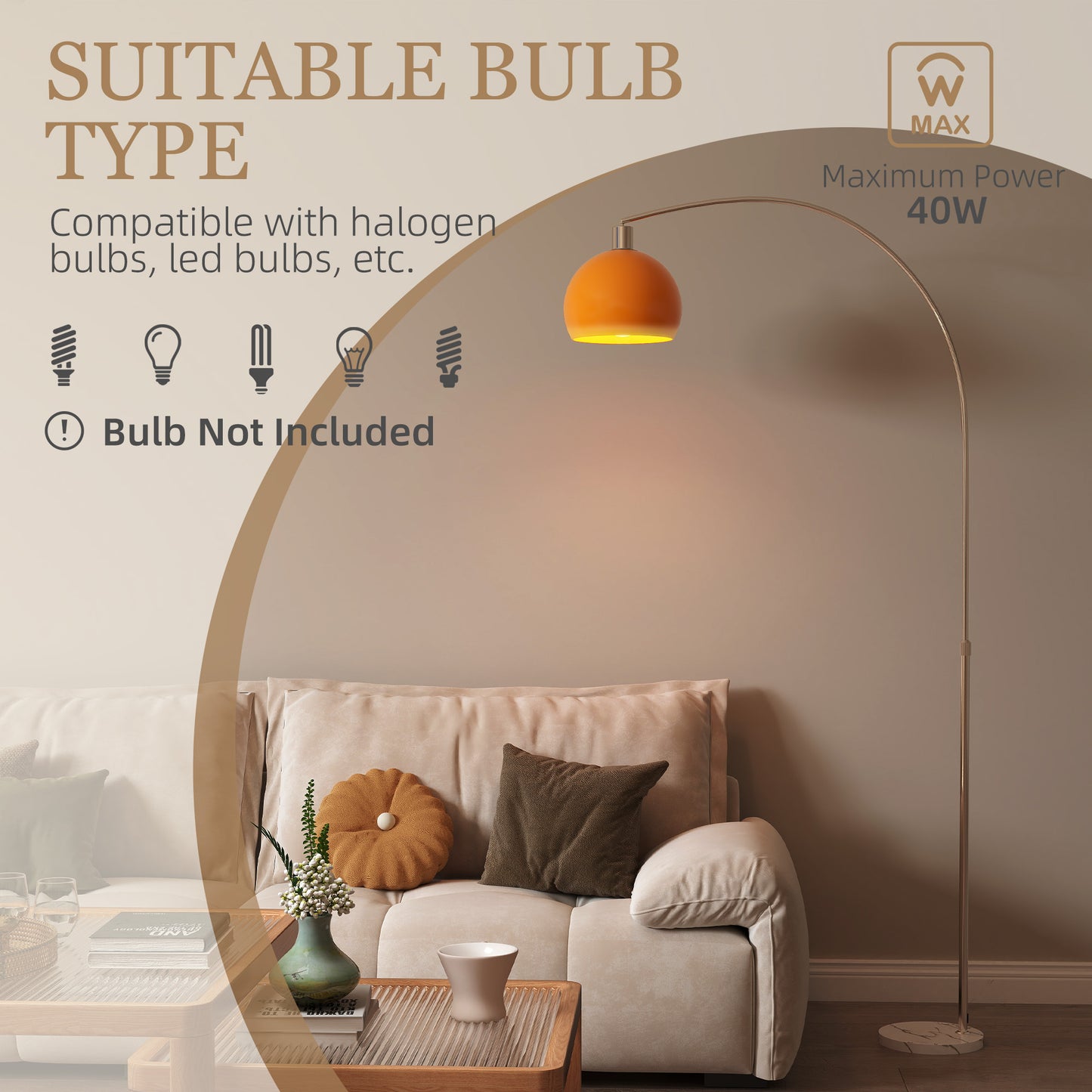 Filu Metal Orange Modern Floor Lamp With Shade And Foot Switch