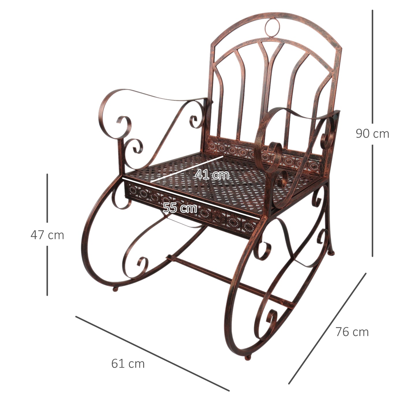 Pabasa Vintage Inspired Metal Bronze Single Outdoor Rocking Armchair
