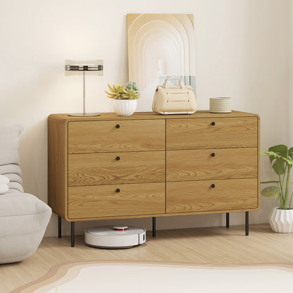 Naniba Wood Oak Finish 6 Drawer Storage Chest
