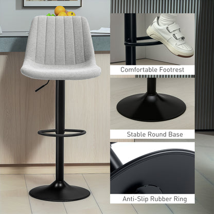Cokeri Chenille Grey Tub Style Bar Stools Set Of 2 With Soft Touch Upholstery