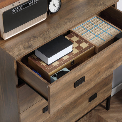 Paleba Romi Metal And Wood Brown 4 Drawer Storage Chest With Steel Frame
