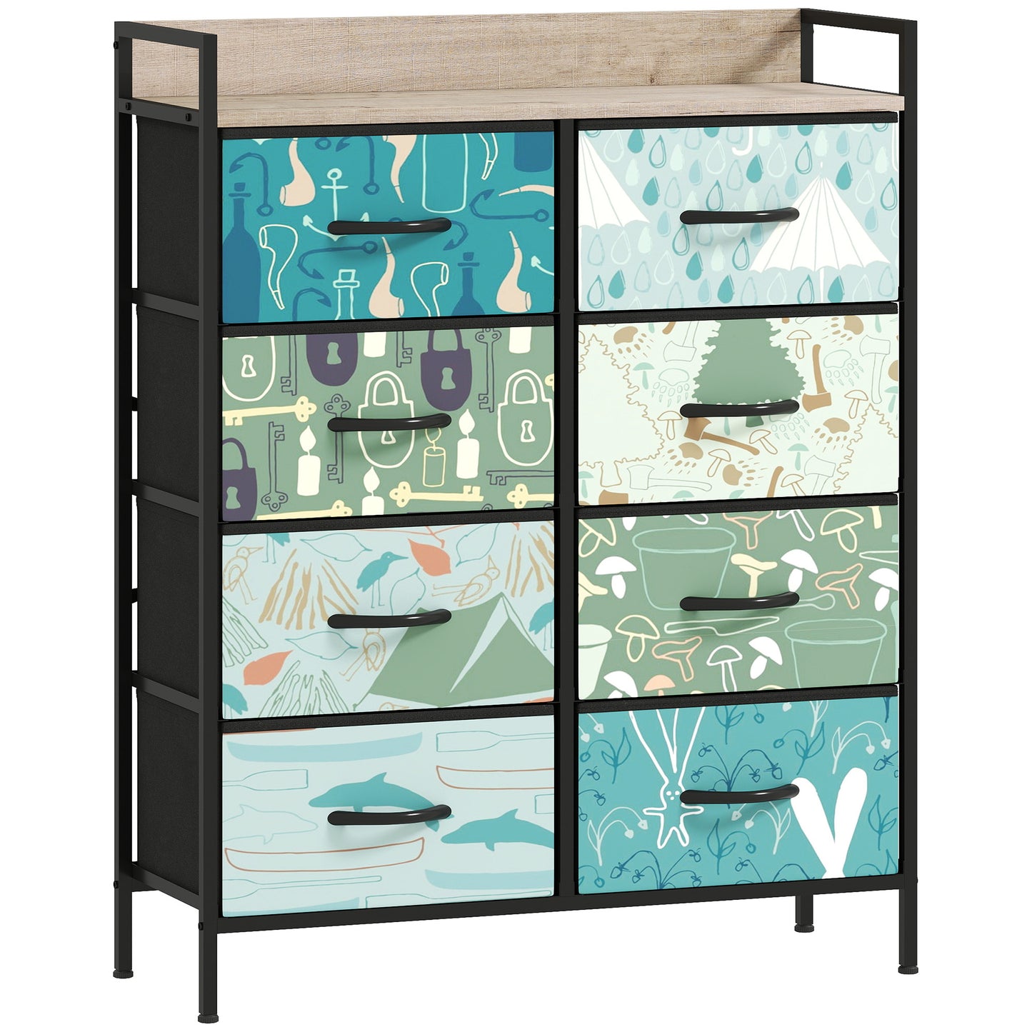 Larala Wooden Blue 8 Drawer Storage Chest