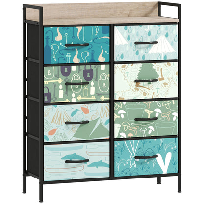 Larala Wooden Blue 8 Drawer Storage Chest