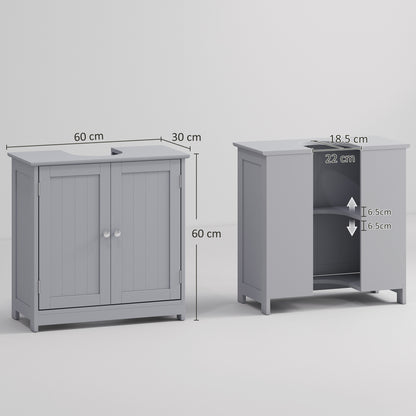 Seseha Grey Under Sink Vanity Cupboard With Double Doors And Adjustable Shelving For Fauxdestal Or OFauxn Basin