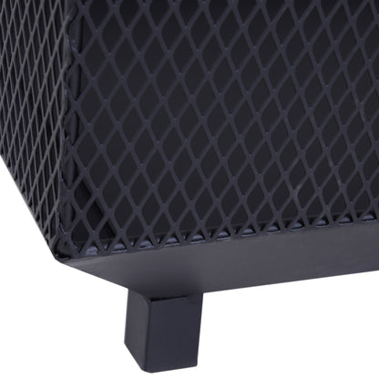 Dita Steel Black Square Outdoor Mesh Fire Pit With Lid Log Grate