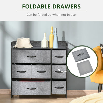 Lizi Fabric And Metal Grey 7 Drawer Foldable Storage Chest