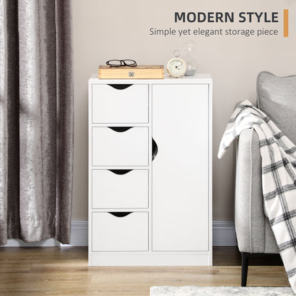 Sopake White Freestanding Storage Cabinet With 4 Drawers And Lower Cupboard