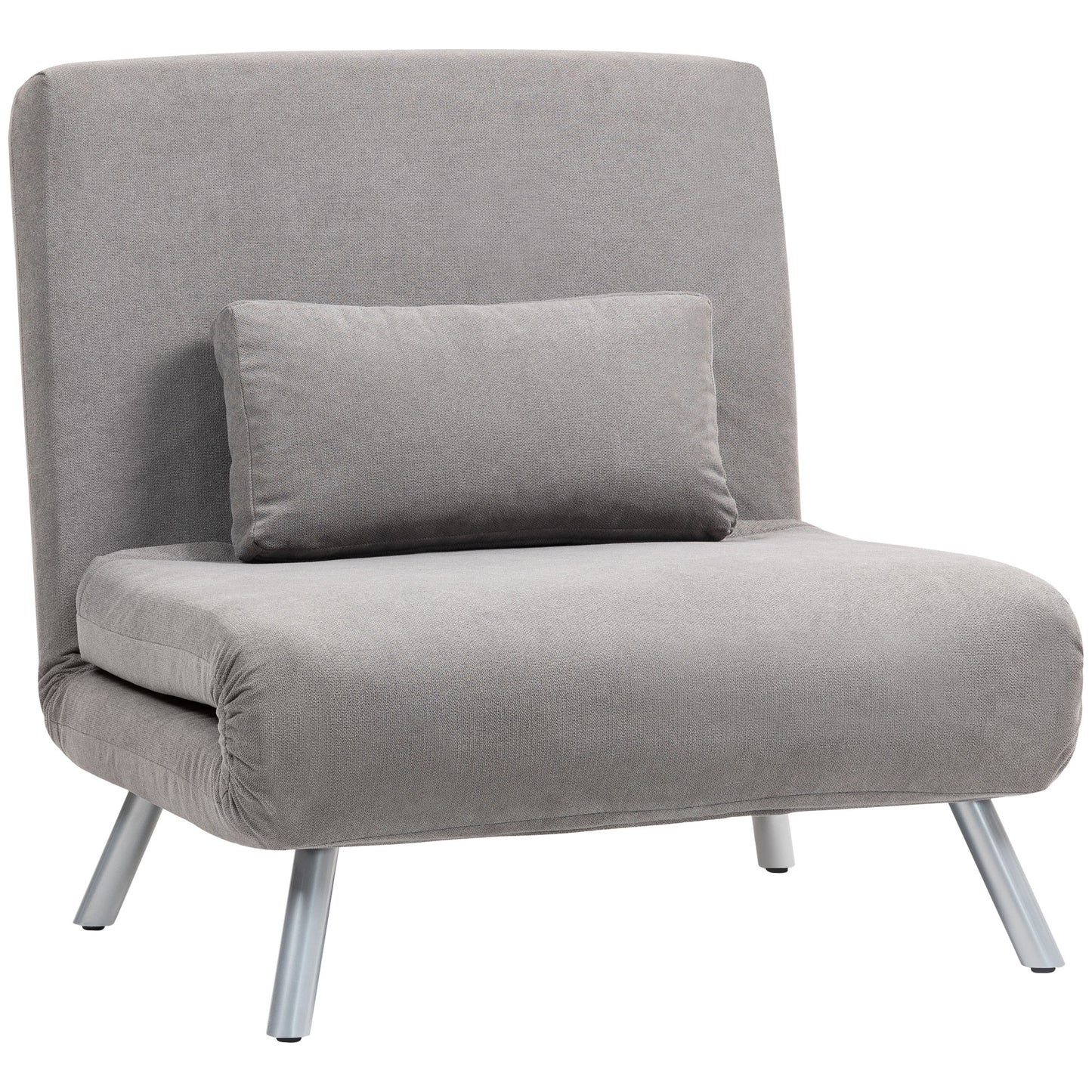 Badi Snow Flannel Grey Single Convertible Sleeper Chair Bed
