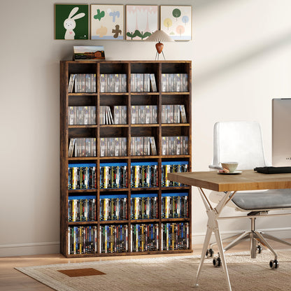Limi Wooden Rustic Brown Adjustable CD Storage Cabinet 89 x 130.5 cm