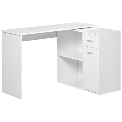Conono 173cm Wooden White Wood Grain L Shaped Desk With Drawer Shelves And Storage Cabinet