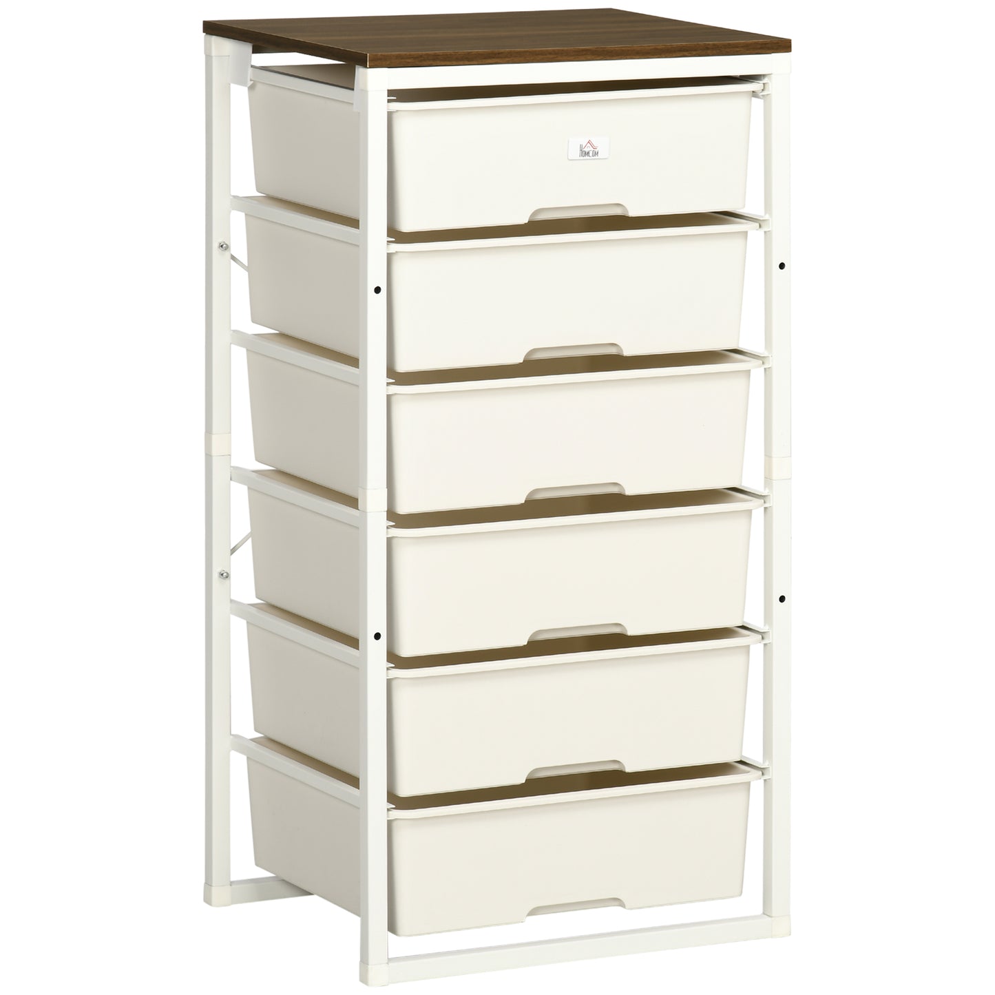 Kedina Metal And Wood White Tall 6 Drawer Storage Chest With Steel Frame