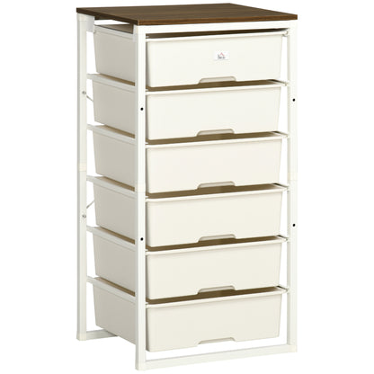 Kedina Metal And Wood White Tall 6 Drawer Storage Chest With Steel Frame
