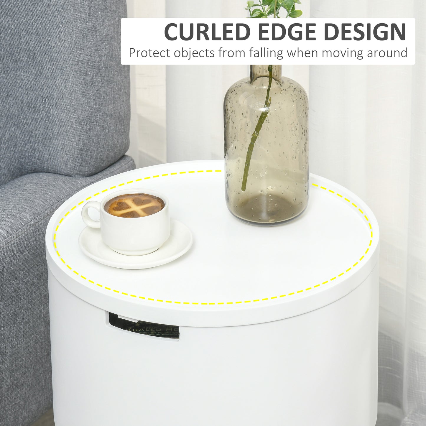 Seka Wood White Set Of 2 Round Bedside Tables With Storage