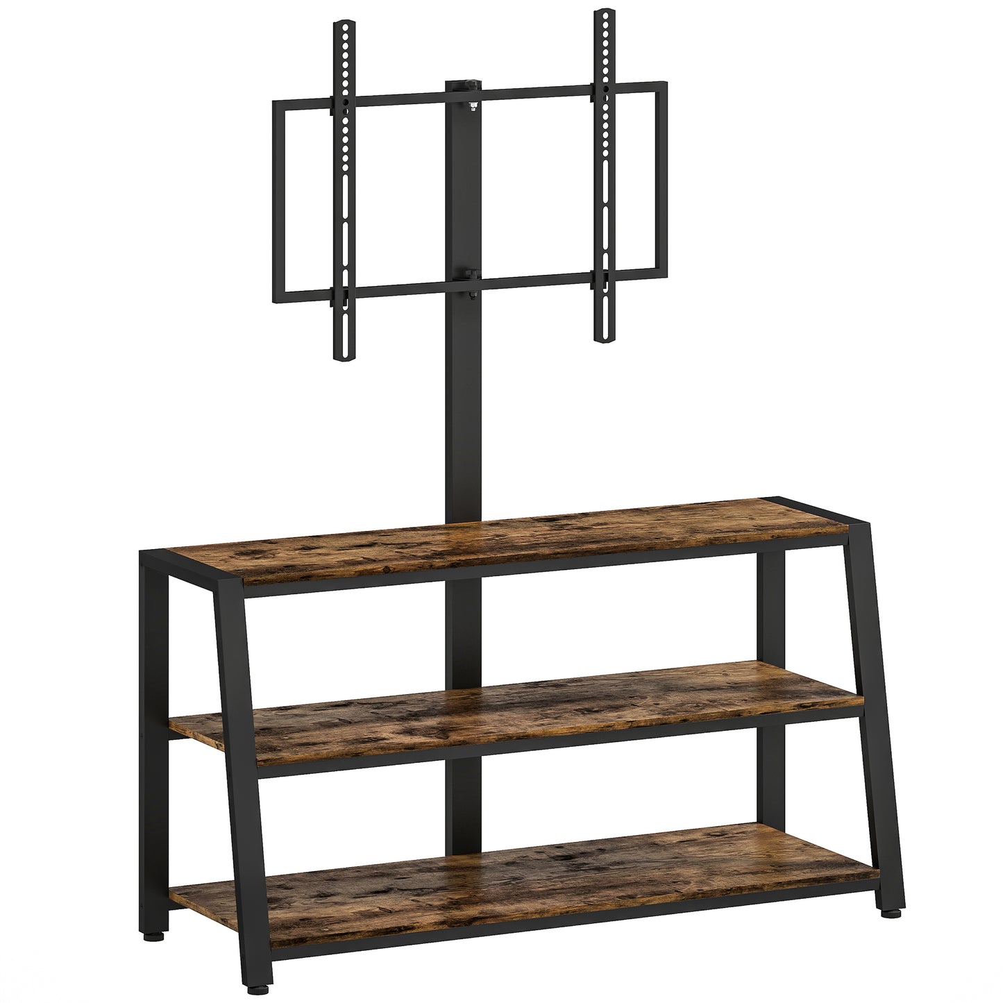 Avaden Dark Brown Industrial TV Stand With 35 Degree Swivel Mount