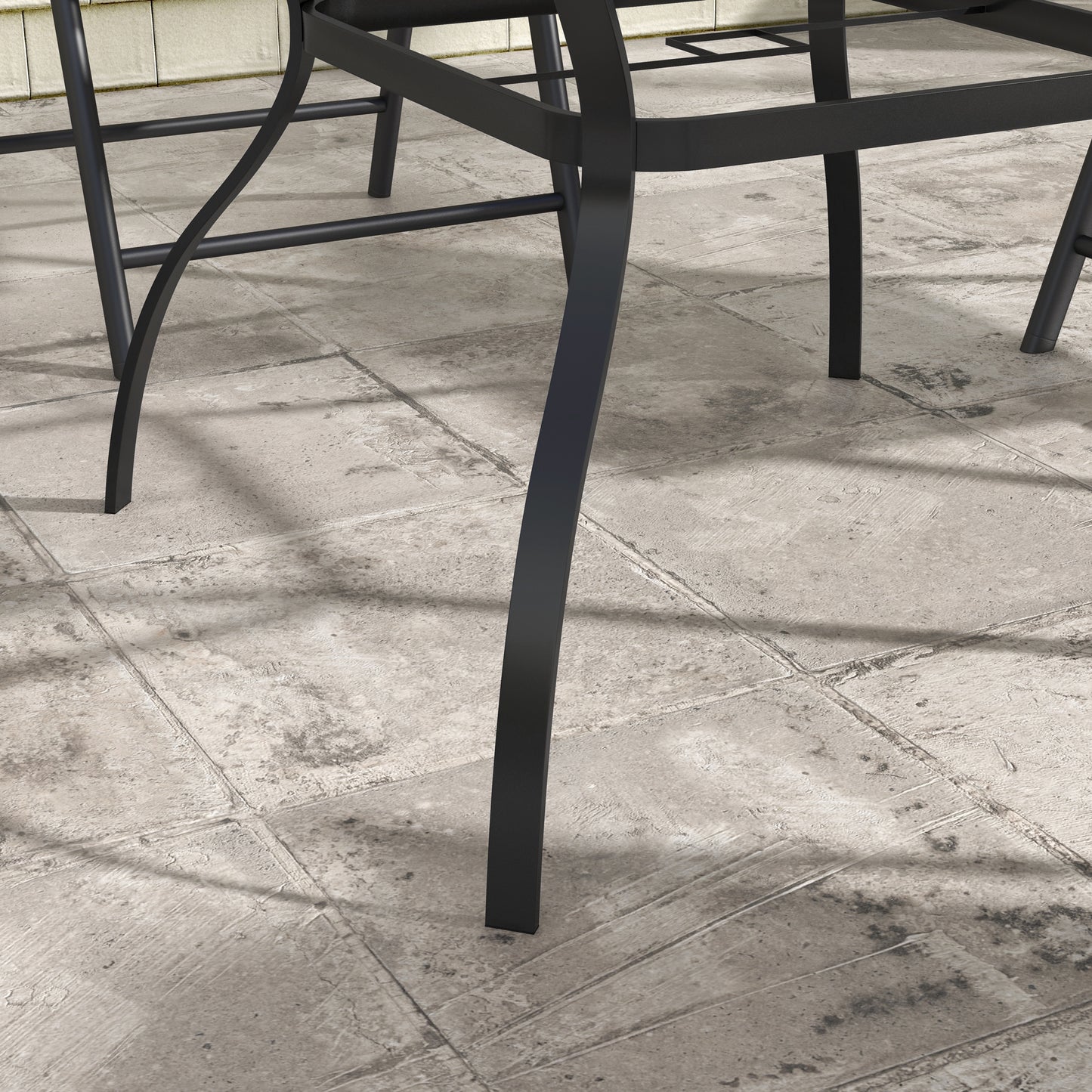Coel Steel Grey And Black 4 Seater Garden Table With Parasol Hole