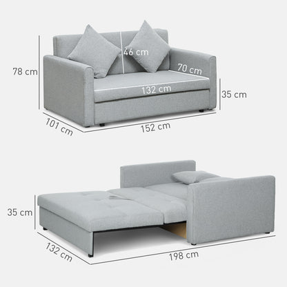 Tasa Fabric Light Grey 2 Seater Pull Out Sofa Bed With Storage And Cushions