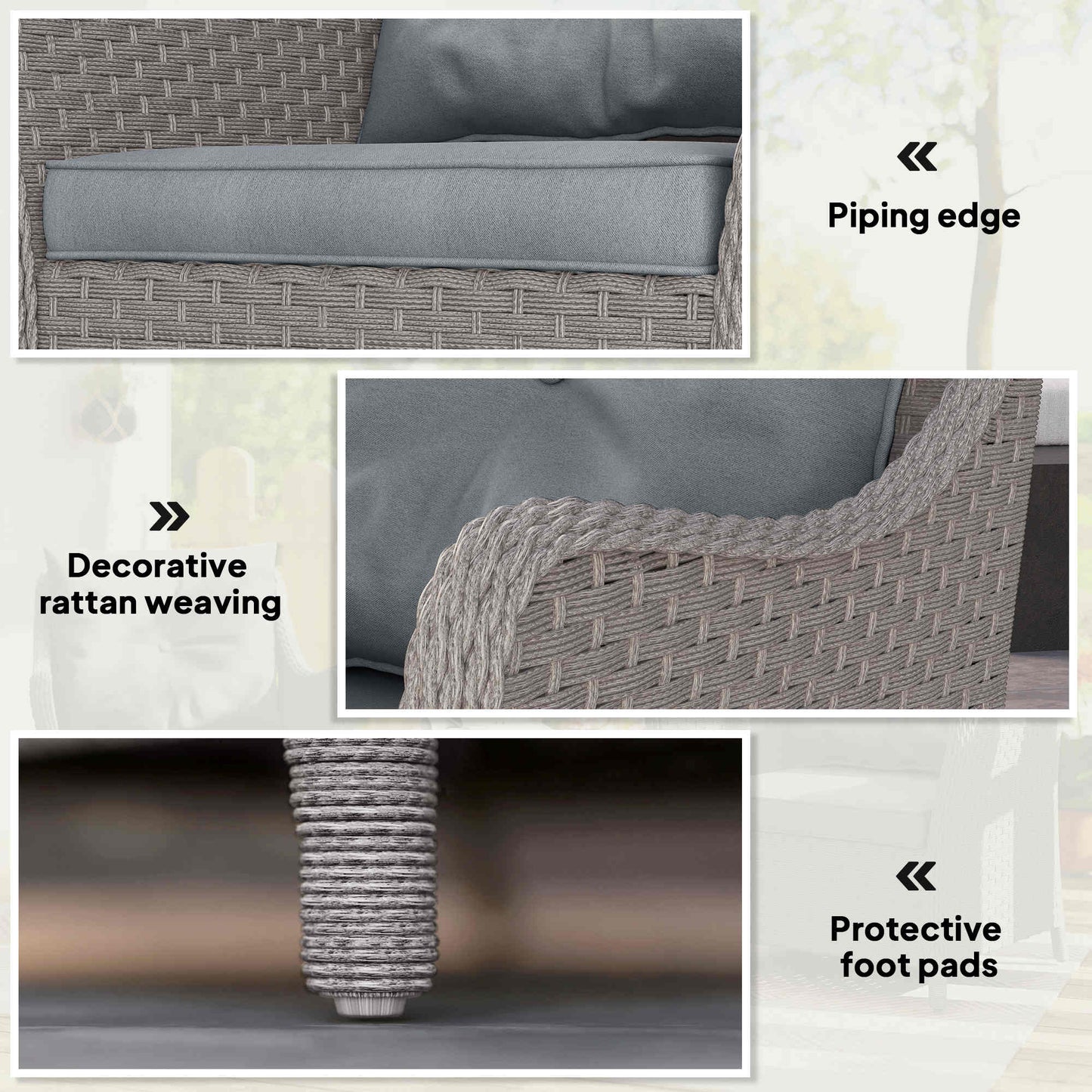 Veyoto Rattan Light Grey Set Of 2 Outdoor Armchairs With Cushions Armrests And High Back