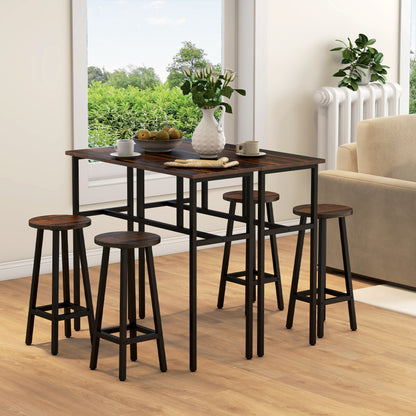 Halulo Wooden Rustic Brown 6 Piece Counter Bar Dining Set With Multiple Layout Options