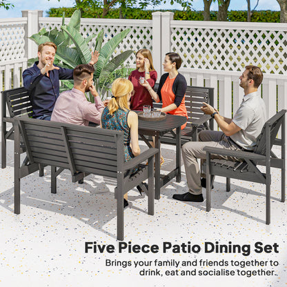 Masera 6 Seater Grey Wooden Outdoor Dining Set With Umbrella Hole Table