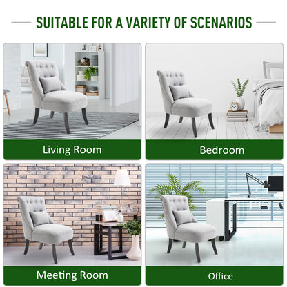 Lifasu Fabric Grey Tub Style Accent Chair With Pillow And Solid Wood Legs