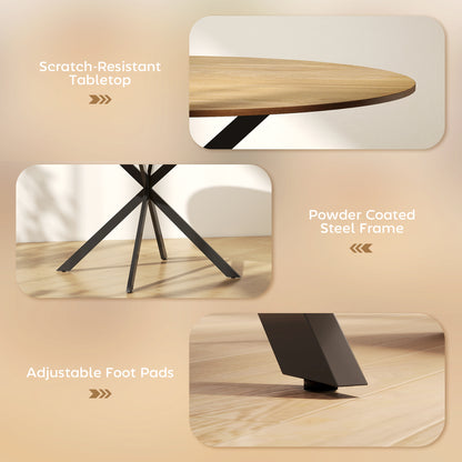 Luhalari Metal And Wood Oak Finish Industrial Dining Table Seating 4 120 cm