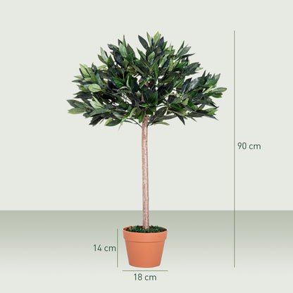 Niladi Artificial Olive Style Tree In Green With Orange Accent Pot For Interior Decor