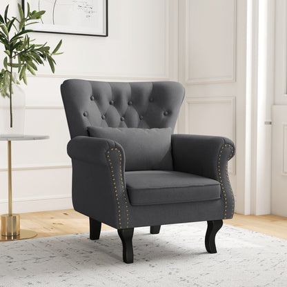 Rolu Zimo Grey Chesterfield Nail Head Style Accent Chair