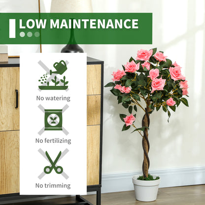 Semoco Set Of 2 Artificial Pink Rose Floral Plants In Pots H8 90cm