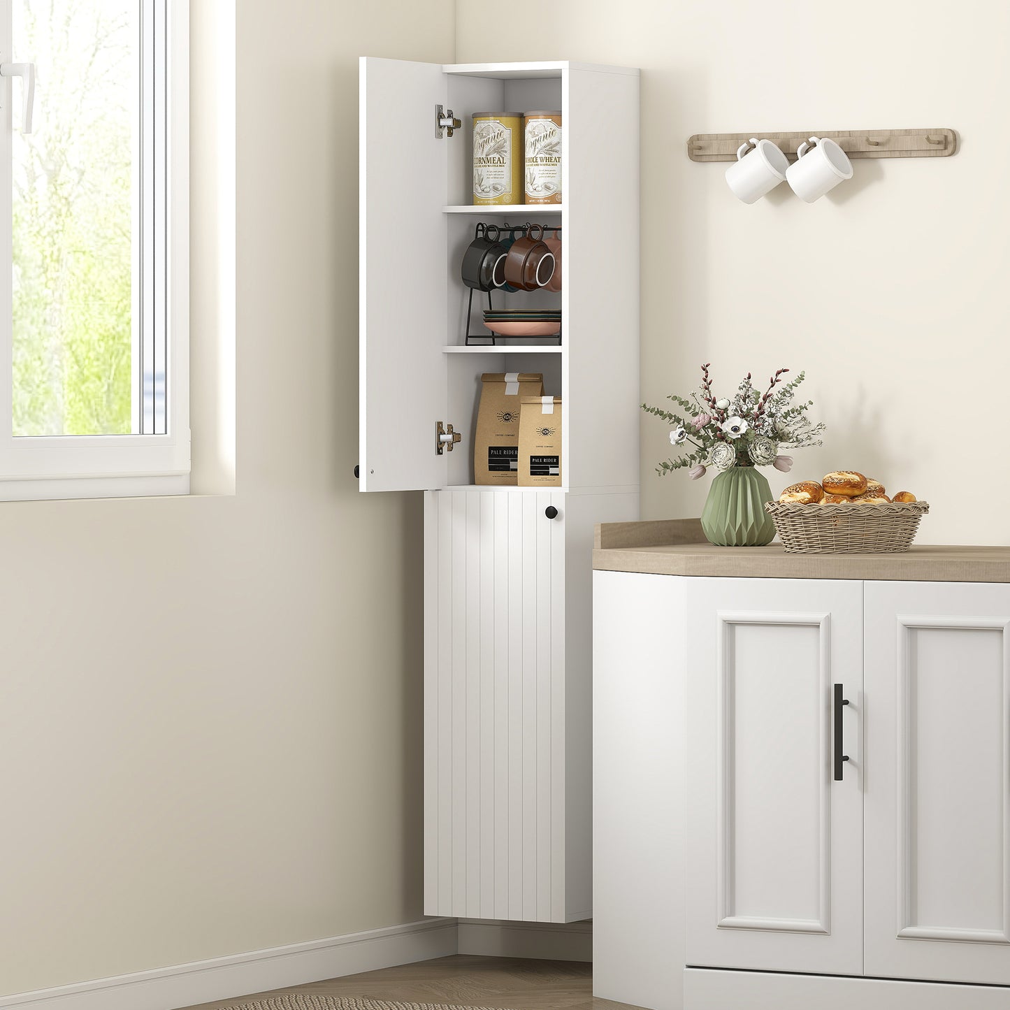 Larena Wall Mounted Slim Bathroom Storage Cabinet With Soft Close Hinges And Double Doors White