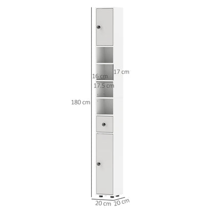 Pabaha Tall Slim Bathroom Storage Cabinet With Drawers Shelves And Cupboards Light Grey