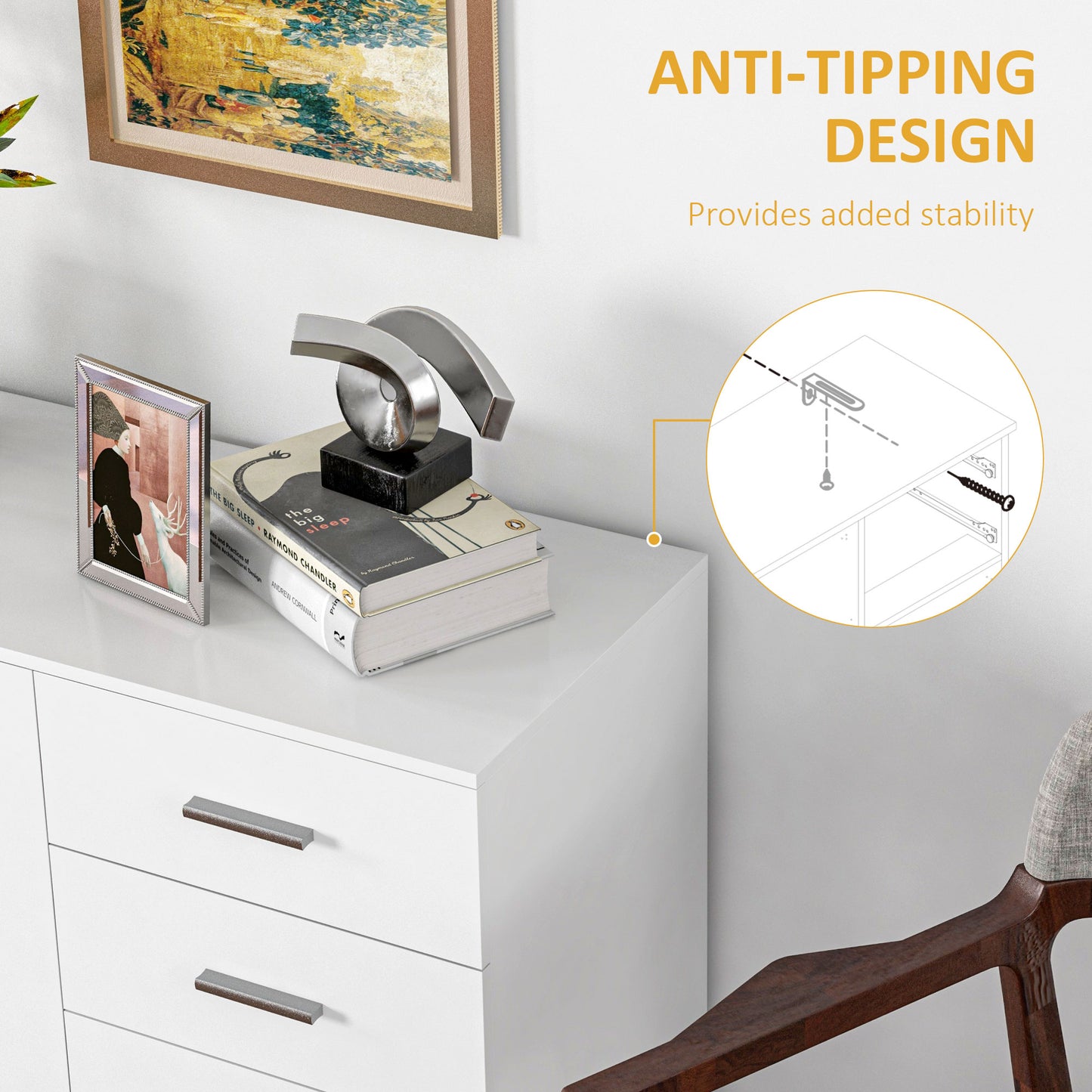 Bami High Gloss White Sideboard 2 Drawers 3 Doors