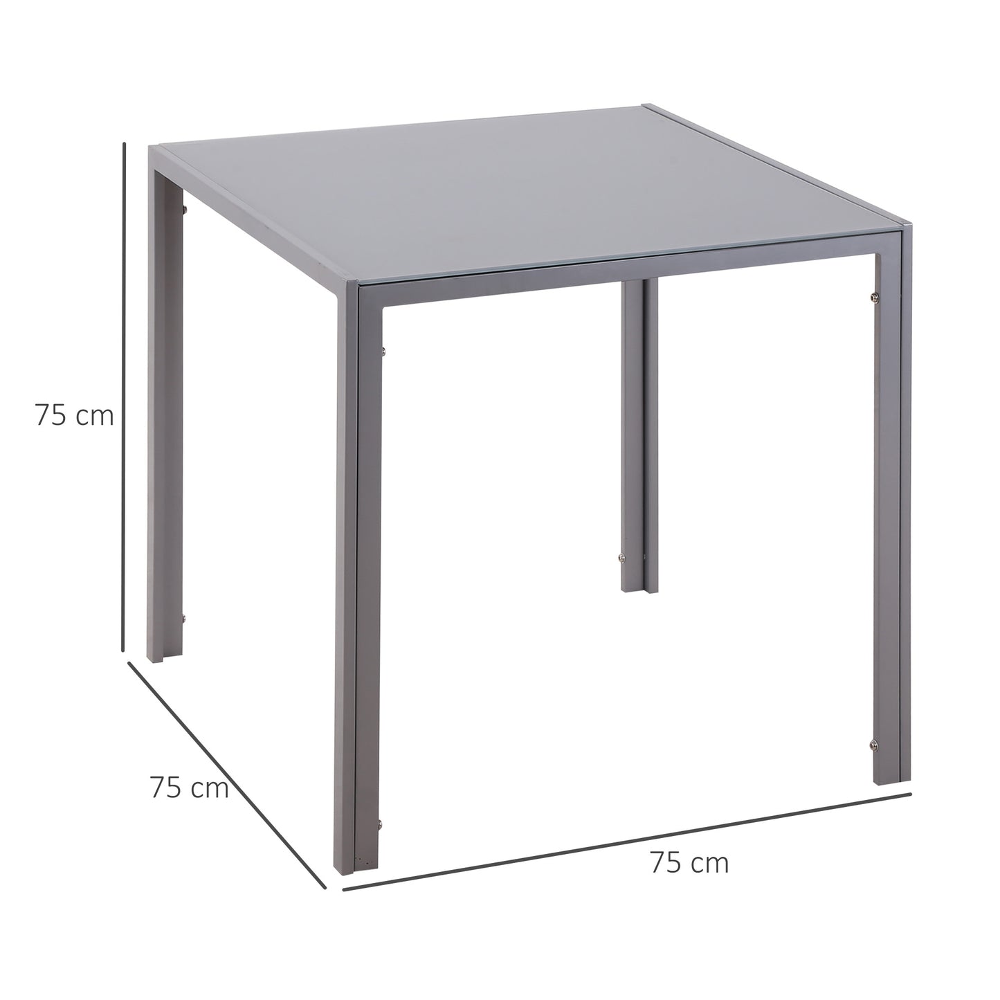 Conona Metal Grey Square Glass Dining Table For 2 To 4 People