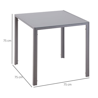 Conona Metal Grey Square Glass Dining Table For 2 To 4 People